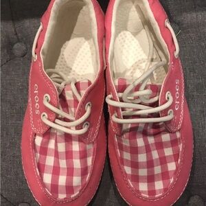 CROCS Womans Pink White Croc Sneakers Size 6